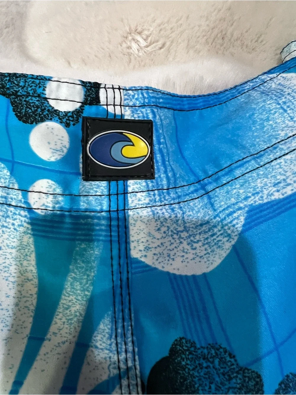RSSURF Men's Blue Floral Board Shorts with Drawstring Waist